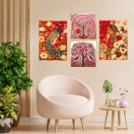 Set of Four Wall Paintings for Wall Dacoration Golden Framed Wall Paintings for Living Room & Bedroom Wall Art for Home Decoration & Office Wall Décor (13x10 inch CH-GD4-10)