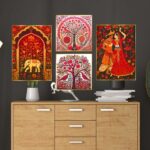 Set of Four Wall Paintings for Wall Dacoration Golden Framed Wall Paintings for Living Room & Bedroom Wall Art for Home Decoration & Office Wall Décor (13x10 inch CH-GD4-3)